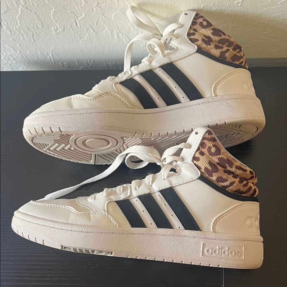 Adidas White and Black Sneakers with Leopard Detail - Picture 8 of 10